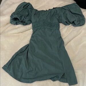 Elegant Off-Shoulder Teal Dress